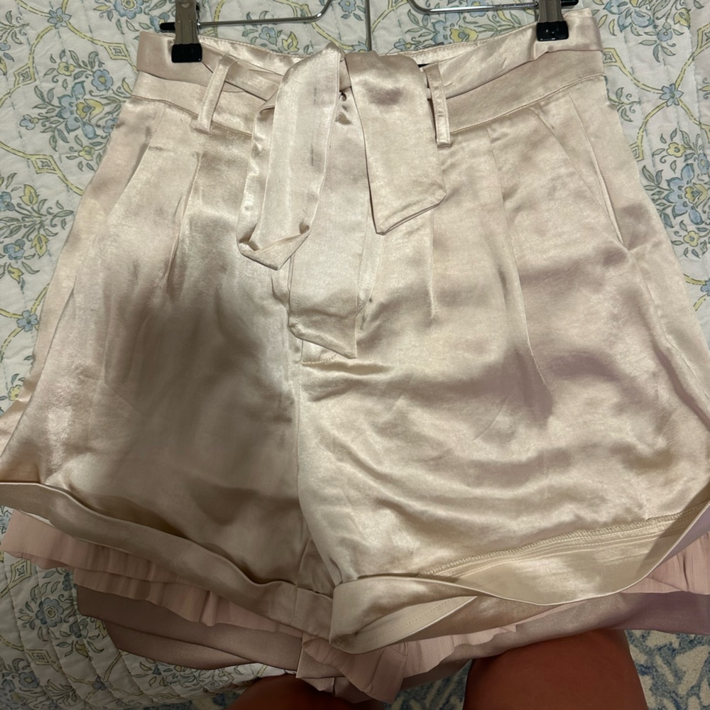Lulu's Champagne High Waisted Belted Shorts (REVOLVE)